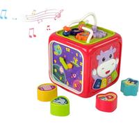 COIL Cube de motricité Cube d'activité 6in1 Jouet éducatif Trieur de formes Cube sensoriel, rouge