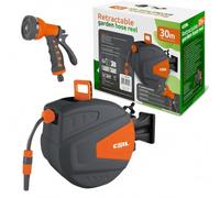 COIL Enrouleur de tuyau d'arrosage automatique, montage mural, Smart Stop, 9 fonctions de pulvérisation, pistolet pulvérisateur, tuyau d'alimentation de 2 m (30 m)