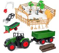 COIL Ferme de jeux, tracteur de jouets, ferme animale, kit de jouets, tracteur avec remorque, 1:24, à partir de 3 ans, modèle 3902, 45 pièces