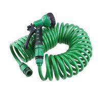 Coil Hose, Flexible Garden Water Hose with Spray Nozzle, Heavy-Duty Coiling RV Wash Expandable Outdoor Watering Tool, Durable Connector Kit | Convenient Flow garden car washing scenarios for lawn pati