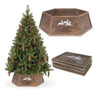 COIL Jupe pour sapin de Noël, couverture de sapin de Noël, support pour sapin de Noël, jupe pour sapin de Noël, ovale, rectangulaire, diamètre à partir de 56 cm (Brun, diamètre 66)