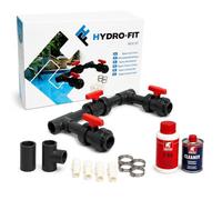 COIL Kit de dérivation pour pompes à chaleur de piscine universelles en PVC 50 mm, lot de 3 robinets sphériques, colle Griffon et nettoyant - à monter soi-même