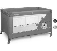COIL Lit de voyage pour bébé, lit bébé, lit de voyage pour enfant, BLISSY, avec entrée latérale, protection LockGuard, matelas pliable, à deux étages, gris