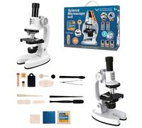 COIL Microscope éducatif pour enfants, microscope scientifique, support de smartphone, objectif 200x, 600x, 1200x, lentille optique HD (30 pièces)