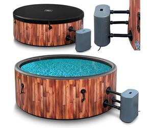 COIL Outdoor Spa Gonflable - 6 Personnes, Aspect Bois, matériau DWF Robuste, gonflage Rapide, hydromassage Bien-être (Teck)