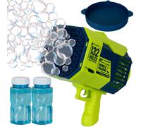 COIL Pistolet à bulles de savon, Machine à bulles de savon, Machine à bulles automatique, 1000+ bulles/minute, LED, câble USB, 132 trous, 2x100 ml, vert