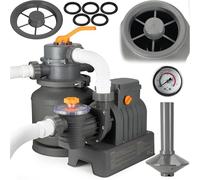 COIL Pompe de filtration de piscine, pompe à sable, filtre à sable pour piscine, pompe de filtration, réservoir à sable : 12 kg, valve 6 voies avec manomètre, intégrée, 250 W, 8705 l/h