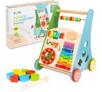 COIL Trotteur en Bois 3-en-1 Jouet Éducatif Musical Caddie d'apprentissage Labyrinthe Abaque Cymbales Tambour Trieur de Blocs 12 Mois - Chariot de Marche Bebe - Trotteur Bebe Evolutif 3 en 1