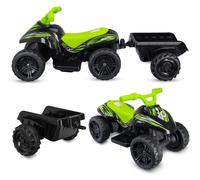 COIL quad électrique pour enfants, mini quad avec remorque, quad, batterie, quad pour enfants, véhicules électriques, batterie 6V avec chargeur, vitesse maximale : 3 km/h, vert