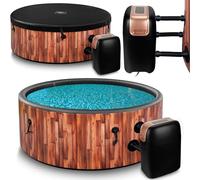 COIL Spa d'extérieur gonflable pour 6 personnes, aspect bois, matériau DWF robuste, gonflage rapide, hydromassage bien-être (teck)