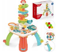 COIL Table de jeu, table d'apprentissage, jouet de table d'activité pour bébé, piste de billes interactive, toboggan à billes, jouet éducatif, balle safari,