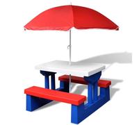 COIL Mobilier De Jardin Enfant, Table Enfant Extérieur avec Parasol Ensemble De Sièges Enfant Extérieur - Ensemble Polyvalent De Sièges Enfant, Table De Pique-Nique pour Enfants (Bleu)