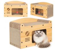 COIL Tonneau à chat, niche pour chat, arbre à chat, lit pour chat, lit pour chat, lit respectueux de l'environnement, carton griffoir, MDF, (hauteur : 29 cm)