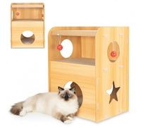 COIL Tonneau à chat, niche pour chat, arbre à chat, lit pour chat, lit pour chat, lit respectueux de l'environnement, carton à griffer, MDF, (hauteur : 55 cm)