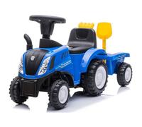 Coil Tracteur New Holland Rutschauto avec Remorque - Tracteur Buggy sous Licence avec Râteau et Pelle - Jouet en Plastique de Haute Qualité - Tracteur Enfant - Jouet Tracteur (Bleu)
