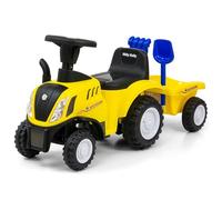Coil Tracteur New Holland Rutschauto avec Remorque - Tracteur Buggy sous Licence avec Râteau et Pelle - Jouet en Plastique de Haute Qualité - Tracteur Enfant - Jouet Tracteur (Jaune)
