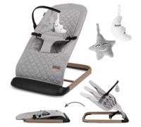 COIL Transat, Baby Bouncer, balancelle, chaise à bascule, 3 positions de réglage, éléments antidérapants, rembourrage ergonomique, Wood/Grey