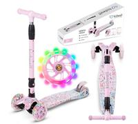 COIL Trottinette pour enfant de 3 à 8 ans, réglable en hauteur, avec roues LED, guidon en aluminium, large surface de marche (multicolore)