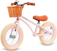 COIL Vélo de course pour enfants Vélo d'apprentissage, cadre en acier, roues de 12 pouces, volant et selle réglables en hauteur, ultraléger, panier, sonnette, vélo de course à partir de 3 ans, jusqu'à