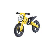 COIL Vélo d'équilibre pour enfant, Vélo de course en bois, Roues de 12 pouces - Pneus anti-crevaison, Jaune, À partir de 3 ans