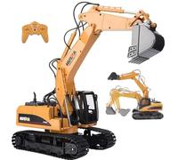 COIL Voiture télécommandée, pelleteuse rapide, 1:14, avec cabine rotative à 680°, lumières LED et musique de simulation, matériau ABS robuste, enfants - 2,4 GHz - Jaune