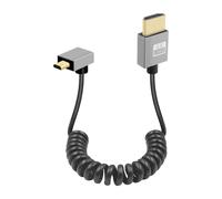 Coiled Cable 4K Micro HDMI to HDMI Coiled Cord 18Gbps 4K@60Hz Micro Male to HDMI 2.0 Male Coiled Cord for Cameras,Video Capture Cards High Speed Transmission (Down Angle)