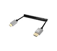 Coiled HDMI to Mini HDMI Cable 3ft 90 Degree HDMI to Mini HDMI Cable Short HDMI Cable 4K@120Hz 18Gbps Coiled HDMI 2.0 Cable for Camera/Camcorder/HDTV/Tablet