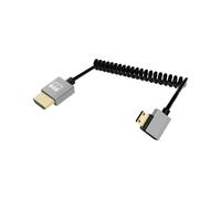 Coiled HDMI to Mini HDMI Cable 3ft 90 Degree HDMI to Mini HDMI Cable Short HDMI Cable 4K@120Hz 18Gbps Coiled HDMI 2.0 Cable for Camera/Camcorder/HDTV/Tablet (Right)