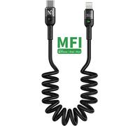 Coiled USB C to Lightning Cable-6ft 36W PD Type C Spring Charging Cable for iPhone 13/12/11/X/XS/XR 8 Plus,AirPods Pro