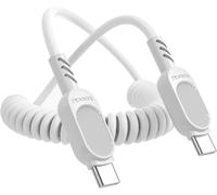 Coiled Usb C To Usb C Car Cable [1.8m] Pd 100w 5a Fast Charge For Carplay,Retractable Type C Compatible With Iphone16/15 Pro Max,Samsung Galaxy S24 S23 S22,Xiaomi,White