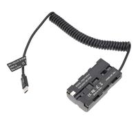 Coiled USB Type C Power Cable Cord to Decoded NP-F Dummy Battery compatible Power Shinobi Monitor Video Ca