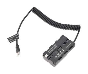 Coiled USB Type C Power Cable Cord to Decoded NP-F Dummy Battery compatible Power Shinobi Monitor Video Ca