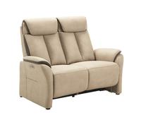 COIMBRA - Canapé Relax Electrique 2 Places New Nobuck Beige et Gris Foncé -