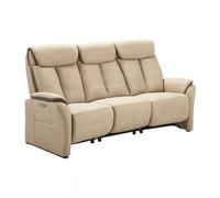 COIMBRA - Canapé Relax Electrique 3 Places New Nobuck Beige et Gris Foncé