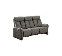 COIMBRA - Canapé Relax Electrique 3 Places New Nobuck Gris Foncé et Beige -