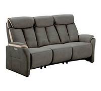COIMBRA - Canapé Relax Electrique 3 Places New Nobuck Gris Foncé et Beige -