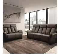 COIMBRA - Canapés Relax 3 Places Electrique et 2 Places Fixe Gris Foncé - Altobuy Gris