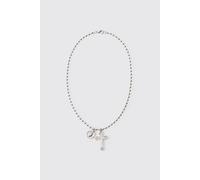 Coin and Cross Necklace homme - argent - ONE SIZE, argent