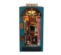 Coin de bibliothèque - Kit Maison Miniature avec lumière LED, décoration d'insert de bibliothèque, Puzzle 3D en Bois pour Adultes, Adolescents et débutants