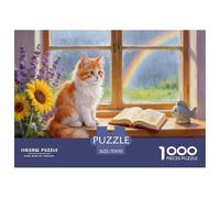 Coin de fenêtre de Chat Mignon Puzzle 1000 Pièces Adultes Enfants intéressant Puzzles 1000 Pièces Jeu Éduchatif Décor À La Maison 70x50cm/1000pcs
