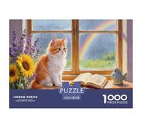 Coin de fenêtre de Chat Mignon Puzzle 1000 Pièces pour Adultes intéressant Puzzles 1000 Pièces Jeu Éduchatif Décor À La Maison 52x38cm/1000pcs