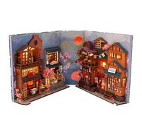 Coin de livres miniature 3D - Kit de scène de rue japonaise, modèle de mini maison de bricolage | Décoration étagère pour adolescents, adultes, personnes âgées, anniversaires
