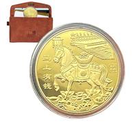 Coin Du Nouvel An Chinois - Decoration De Chance De Horse De 1,5 Mm Pour La Prospérité, Fortune Avec Design Commémoratif, Souvenir Souvenir Pour Adultes, Collectionneurs, Amis, Famille, Hommes