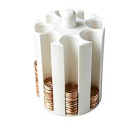 Coin Holder Car - Cylindrical Portable Storage Container for Auto Use | Large Capacity 3D Printed Design with Organized Sorting Slots, Change Organizer for Penny Dime Nickel Quarter SUV RV Sedan T