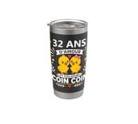 Coin Humour 32 ans Mariage canard Anniversaire couple 32 ans Gobelet isotherme en acier inoxydable double paroi