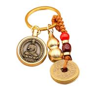 Coin Key Chain, Key Chain Gourd en laiton Chinois cinq empereurs Coin