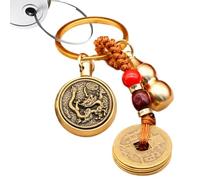 Coin Key Chain, Key Chain Gourd en laiton Chinois cinq empereurs Coin