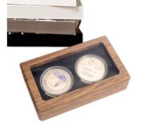 Coin Organiser - Coin Collection Box - coinss Storage Box | Black Walnut Wooden Commemorative coinss Holder | Souvenir Emblem Display Organizer, Collectible Badge Case With Transparent Cover