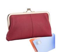 Coin Purse - Kiss Lock PU Leather Wallet, Large Capacity Card Cash Holder with Sturdy Clasp Closure Design, Keeps Bills and Credit Cards Organized, Ideal for Women Handbag Travel Shopping Everyd