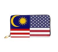 Coin Purse Wallet Drapeau De L'Amitié Entre L'Amérique Et La Malaisie Porte-Feuille en Cuire Imprimé Cuir Portefeuille avec Compartiment À Monnaie Portefeuille Femme pour Prof, Amoureux, Homme
